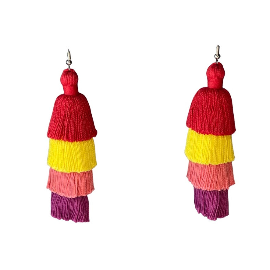 4 Tier Tassel Earrings - Summer Punch