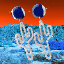 Load image into Gallery viewer, White Marble Acetate Cactus Earrings
