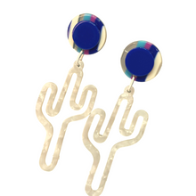 Load image into Gallery viewer, White Marble Acetate Cactus Earrings
