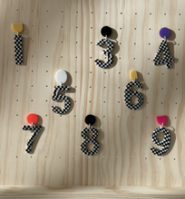 Load image into Gallery viewer, Year-rings - checkerboard number earrings
