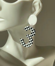 Load image into Gallery viewer, Year-rings - checkerboard number 3 earrings
